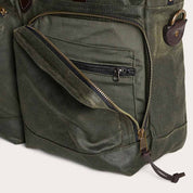 Filson 24 Hour Tin Cloth Briefcase Otter Green Front pocket open
