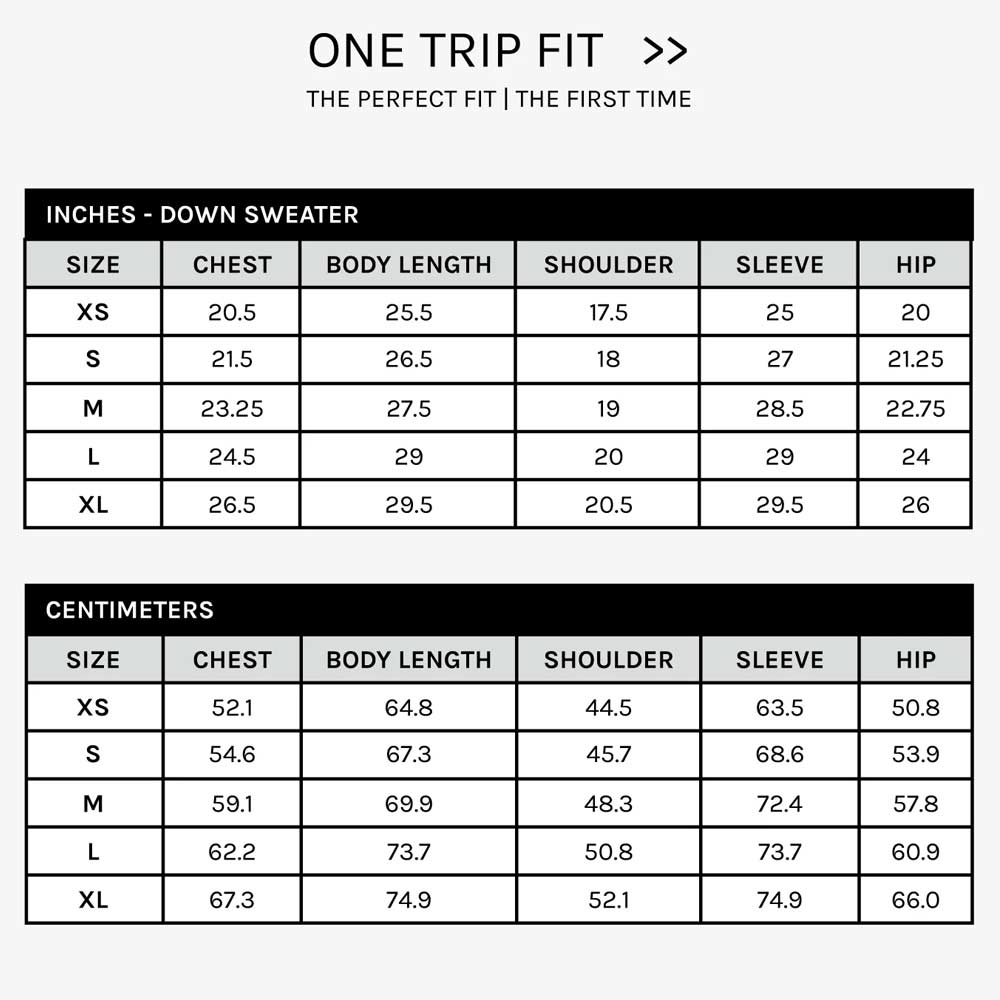 Vestes Crescent Down Works fit guide