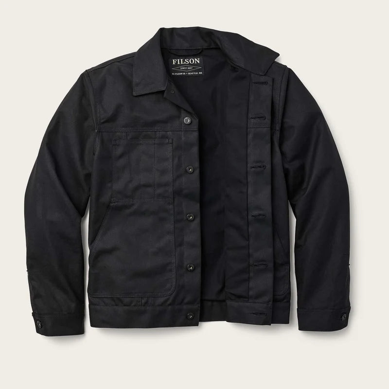 Filson Veste en Coton Huilé Tin Cloth Short Lined Cruiser Noire