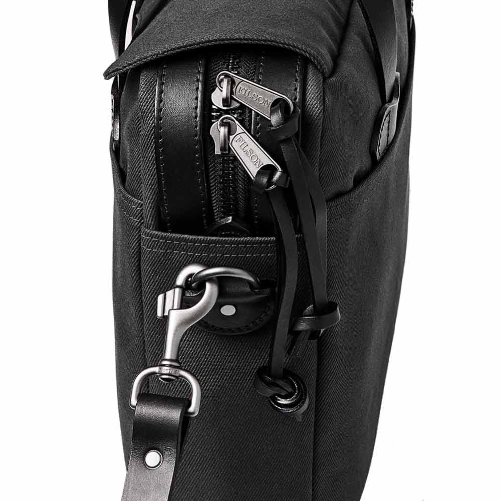Filson rugged twill original briefcase fadded black side details