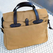 Filson rugged twill original briefcase tan coton and leather