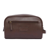 Barbour Leather Wash Bag Dark Brown