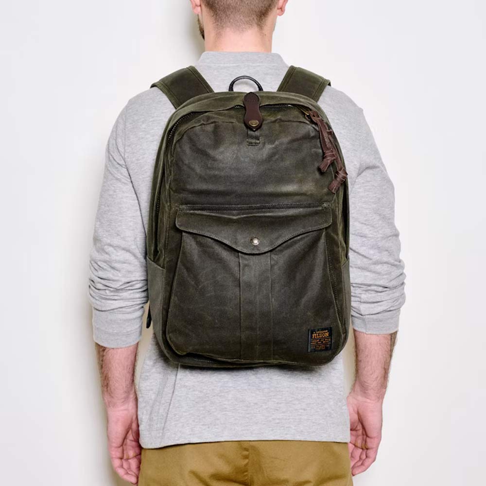 sac a dos filson journeyman backpack otter green en tin cloth huile pour homme