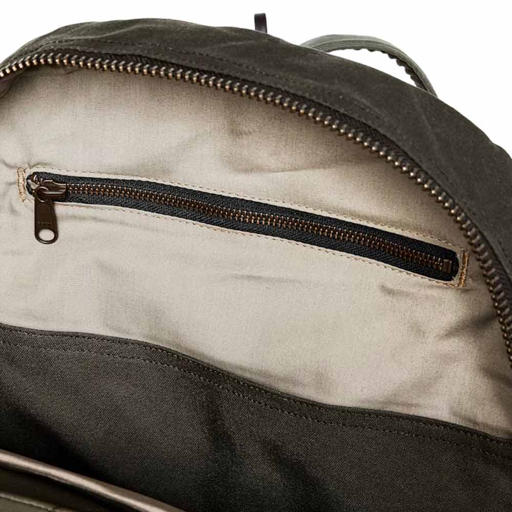 Filson Journeyman Backpack otter Green poche interieure avec zip