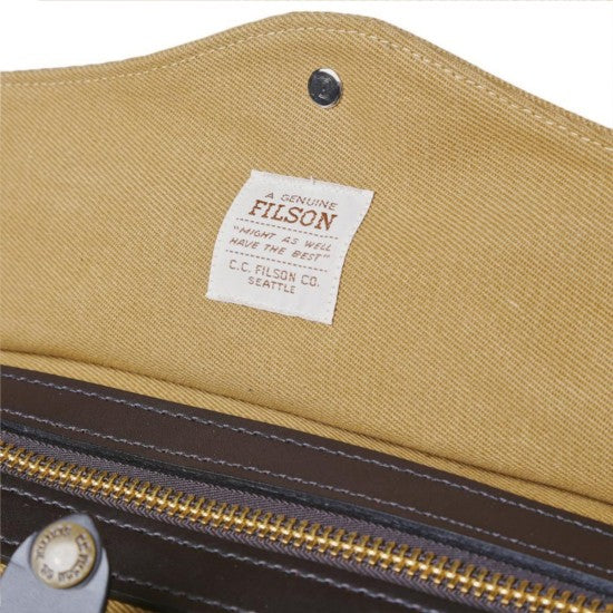 Filson Small Rugged Twill Duffle Bag Tan filson logo
