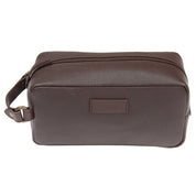 Compact Leather Wash Bag Brown