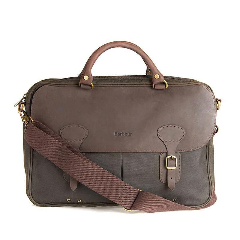 Wax Leather Briefcase Olive