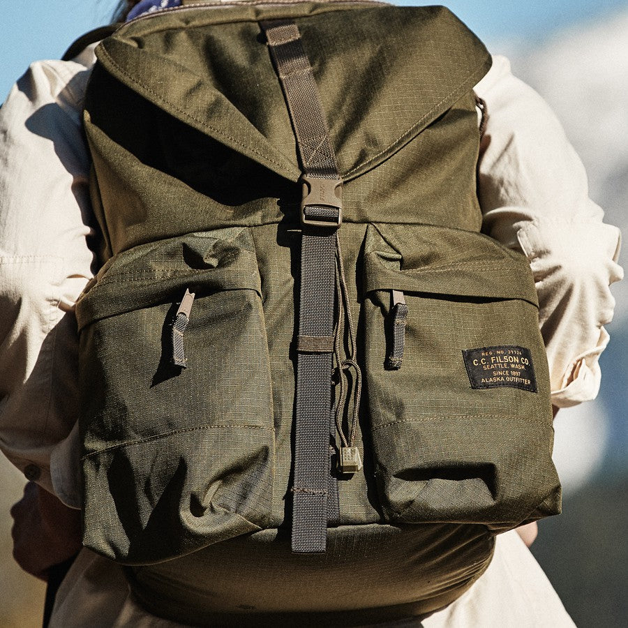 Filson Ripstop Nylon Backpack Surplus Green lifestyle