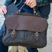 Wax Leather Briefcase Navy