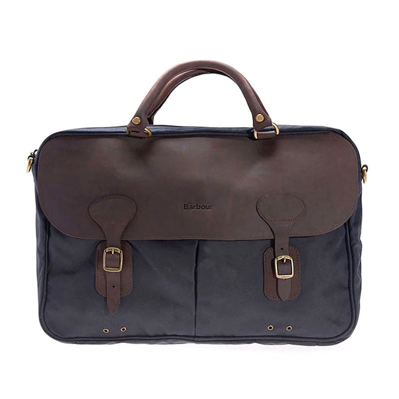 Wax Leather Briefcase Navy