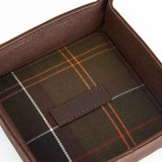 Leather Valet Tray and Card Holder Gift Set Classic Tartan / Brown