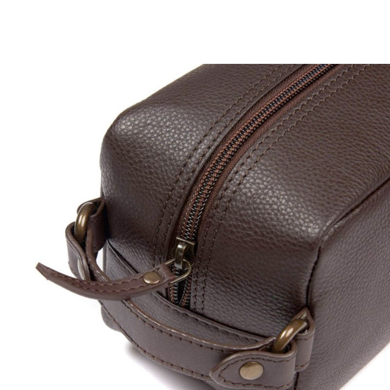 Compact Leather Vaskepose Brown