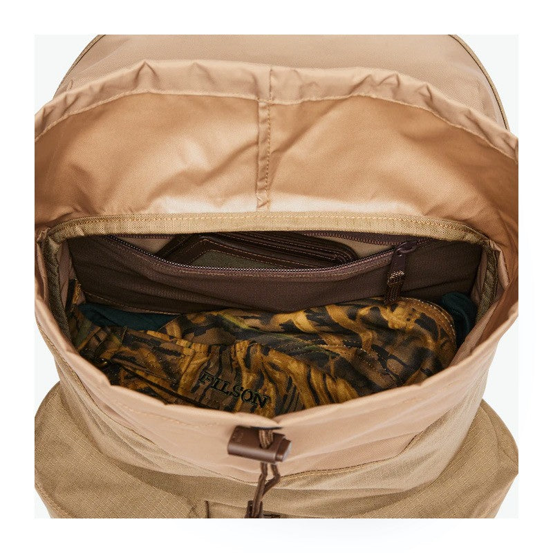 Filson Ripstop Nylon  Backpack Field Tan inside features