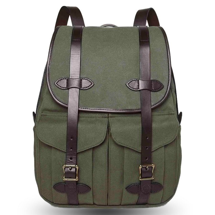 Large Rucksack Green Filson-rygsæk med læderdetaljer