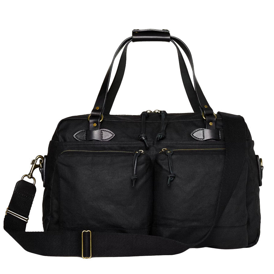 Hour Tin Cloth Duffle Black  leather Filson 48- med stropper