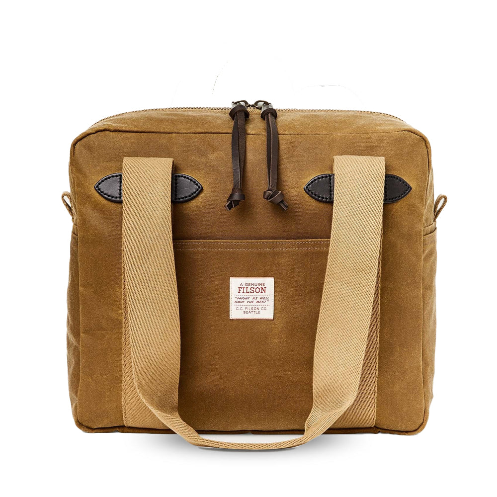 Filson Tin Cloth Tote  Bag With Zipper Dark Tan