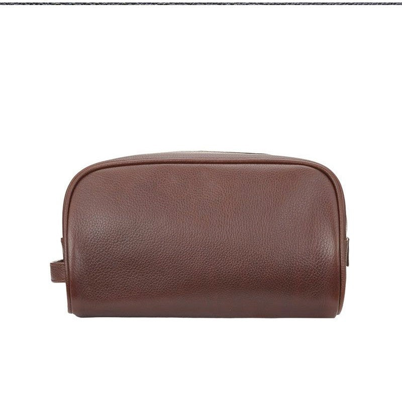 Leather Wash Bag Dark Brown