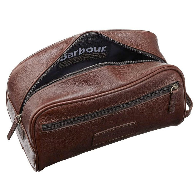 Leather Wash Bag Dark Brown