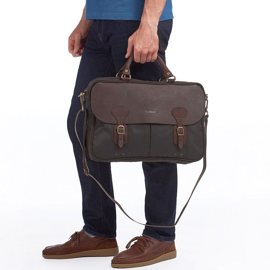 Wax Leather Briefcase Olive