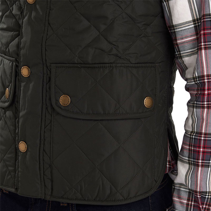 Barbour Lowerdale Weste Sage snap buttons