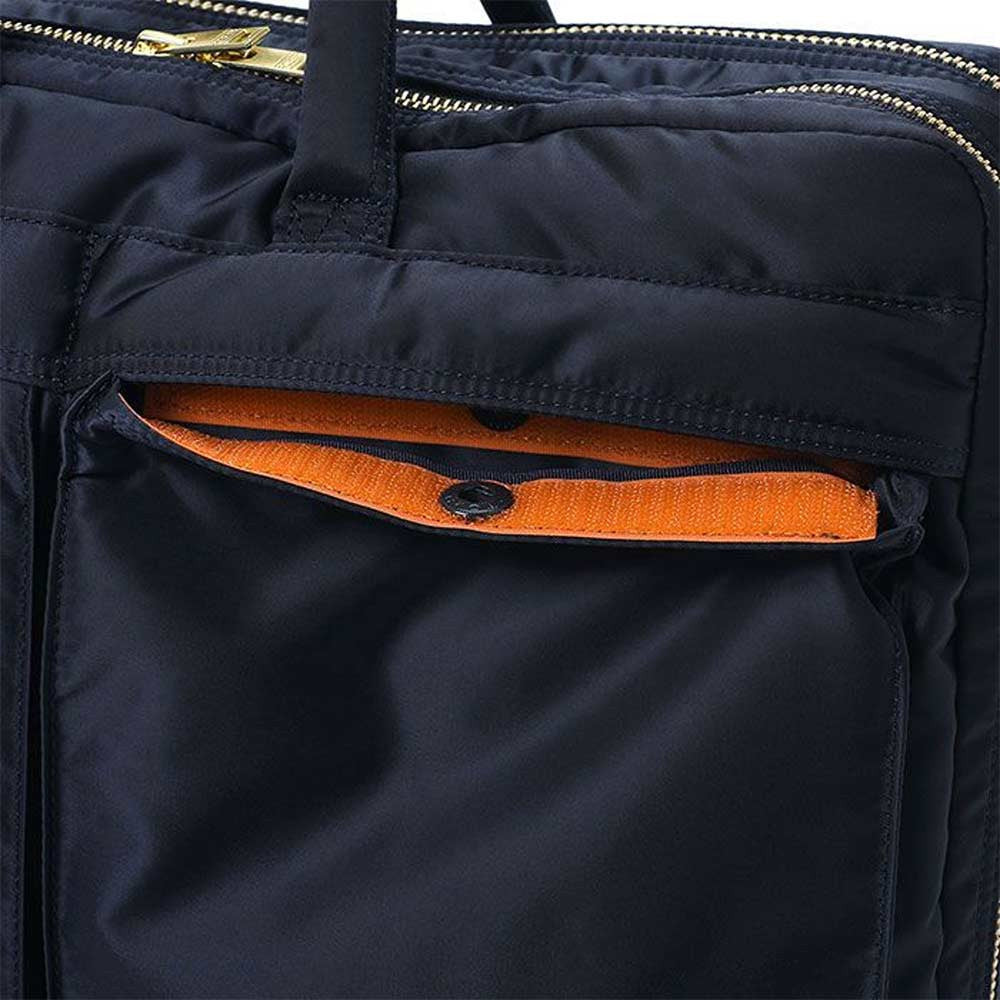 Porter Yoshida co Tanker 2 Way Briefcase  Iron  Blue  velcro opening for front pockets