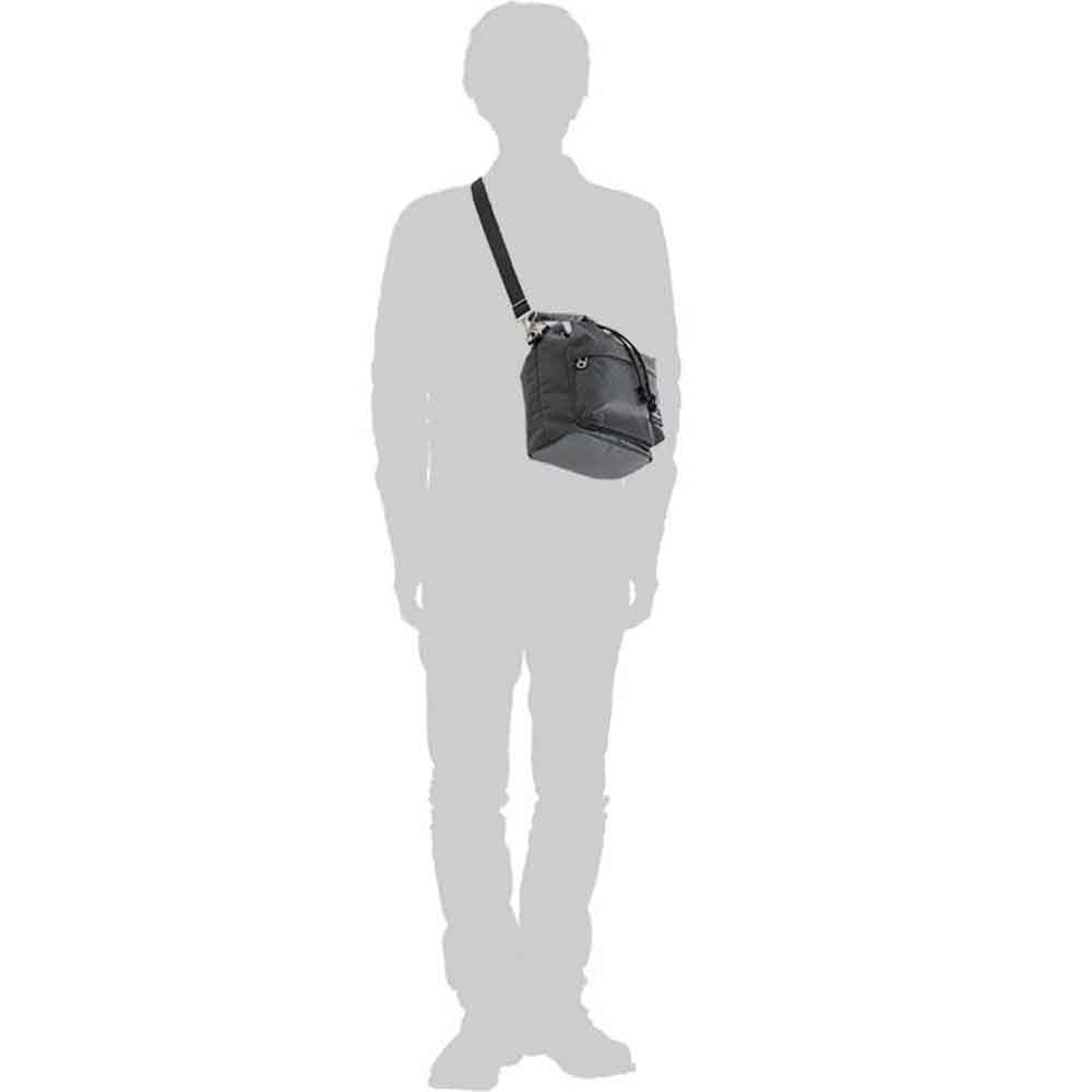 Porter Yoshida co Balloon Bag S Black worn as a shoulder bag