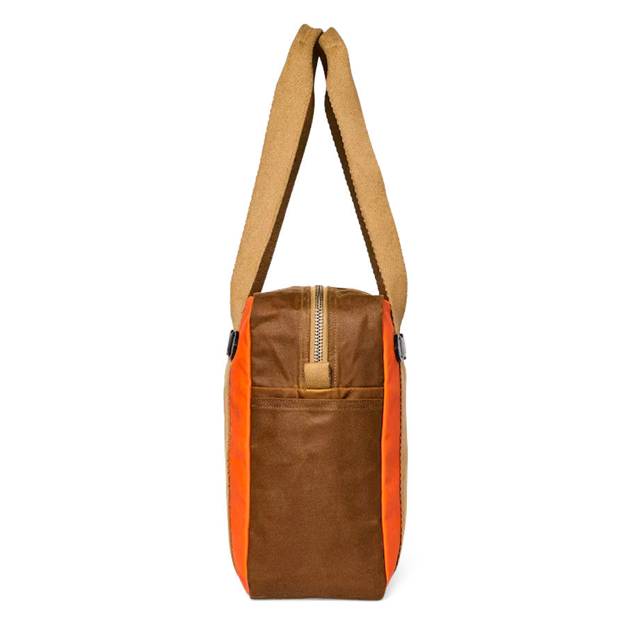 Tin Cloth Tote Bag With Zipper Flame / / Dark Tan