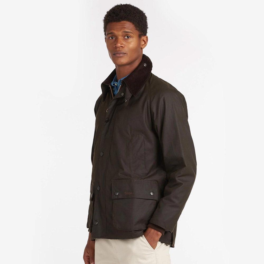 Barbour jacket Classic Bedale Wax Jacket  Olive  with fold-down collar