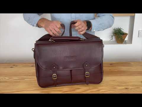 Barbour bag Leather Briefcase Chocolate