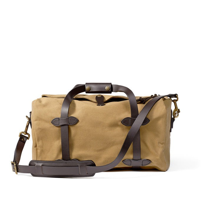 Filson Small Rugged Twill  Duffle  Bag Tan cotton leather