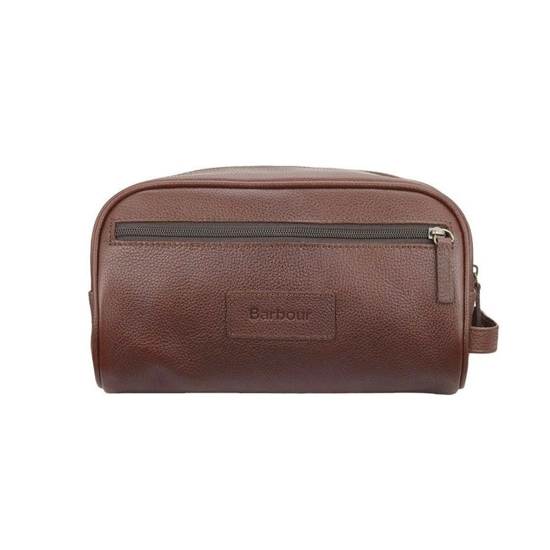 Leather Wash Bag Dark Brown