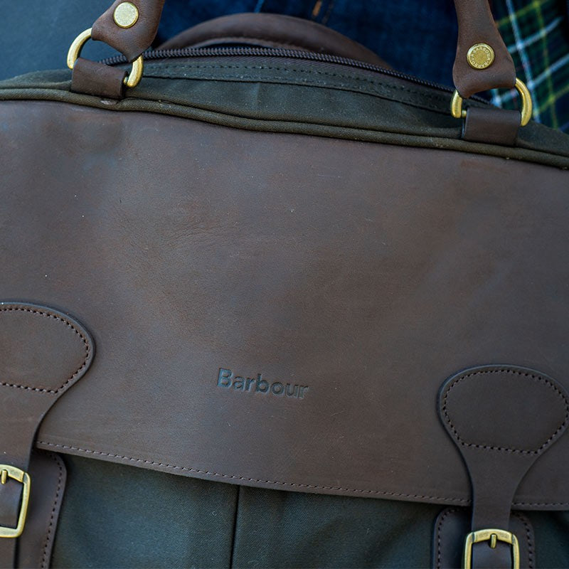 Wax Leather Briefcase Navy