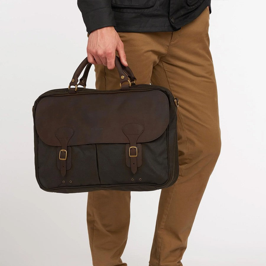 Wax Leather Briefcase Olive