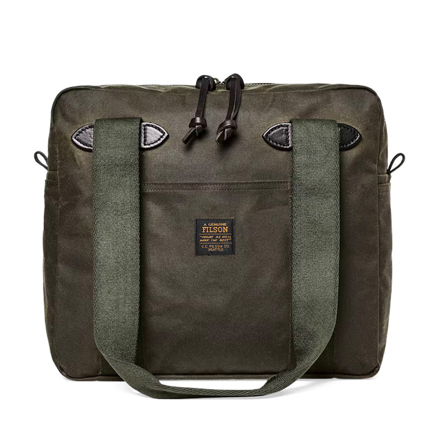 Filson Tin Cloth Tote  Bag With Zipper Otter Green