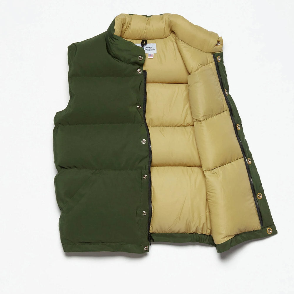 Down Doudoune Made In USA Crescent Works Italiano Vest Olive Khaki