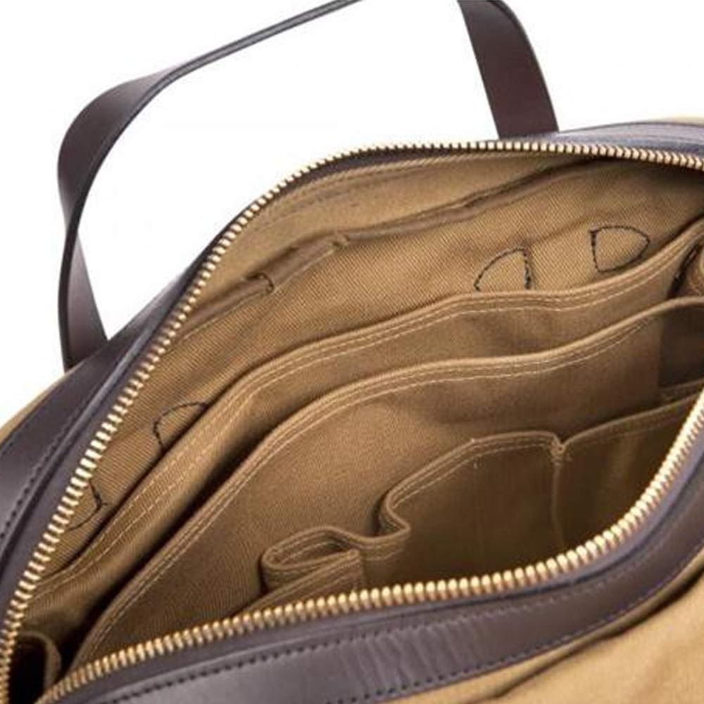 Filson rugged twill original  briefcase  tan  bolsillos interiores