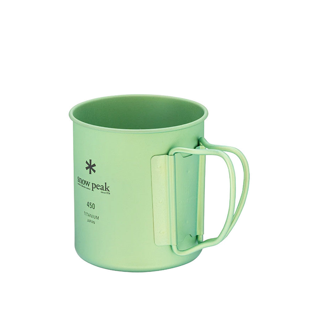 Mug en titane Snow Peak Ti-Single 450 Anodized Cup Green poignées pliables