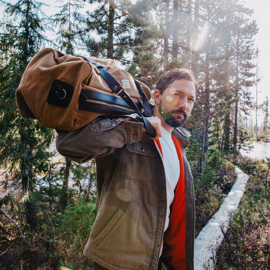 Medium Rugged Twill Duffle Bolsa Tan