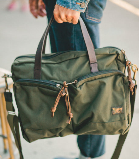 BriefcaseFilson-Nylon- pelle-verde-rugged-twill-Original-briefcase