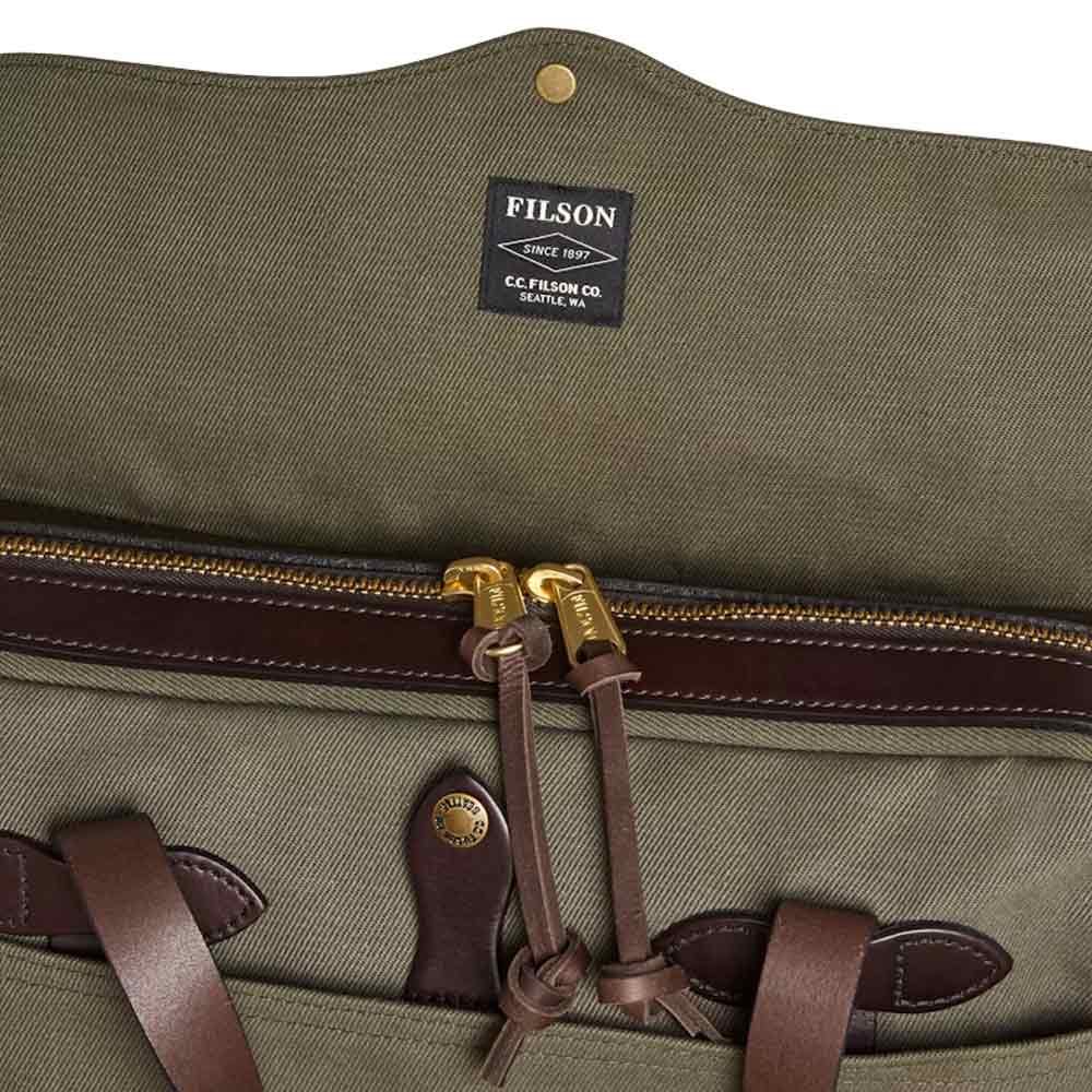 Filson rugged will original briefcase  otter  green  cerniera con pattina