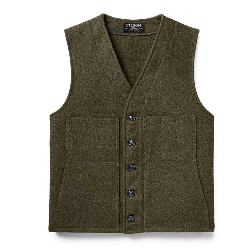 Mackinaw Wool Vest Forest Green Brown